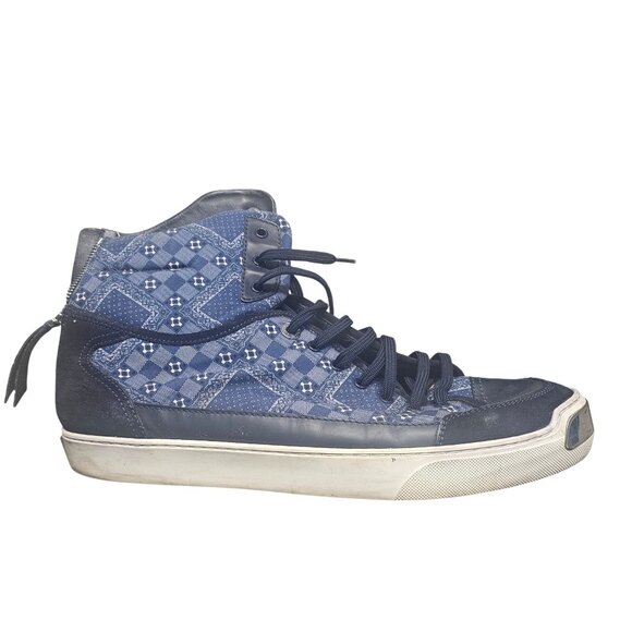 Louis Vuitton On The Road Blue Monogram Bandana High-Top Sneakers Men's Size 11 - Picture 4 of 11